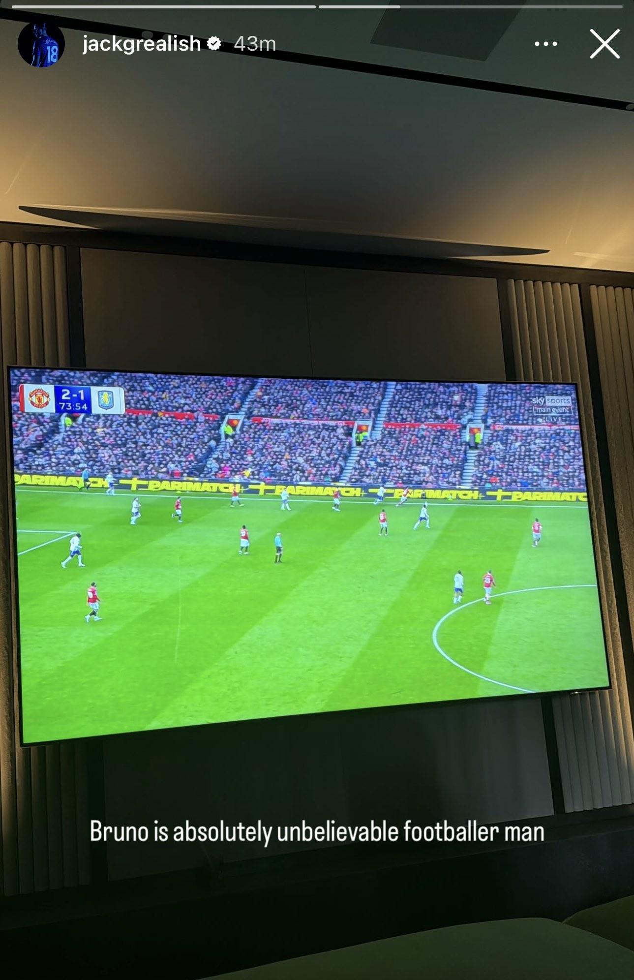 kaiyun登录入口-格拉利什晒观赛照并称赞B费：布鲁诺绝对是位不可思议的球员